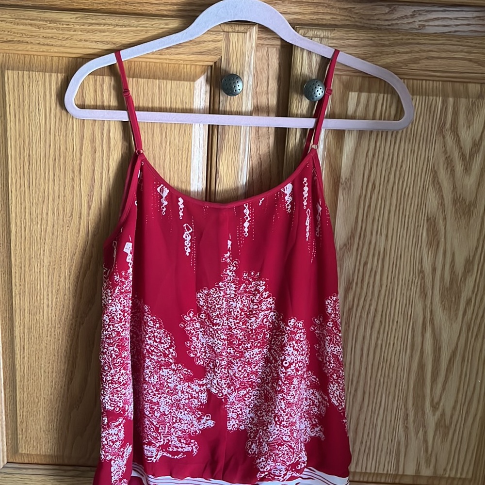 CAbi Red Spaghetti Strap Printed Camisole - Picture 3 of 5